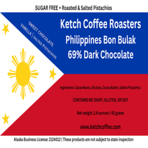 Sugar Free with Roasted & Salted Pistachios: Philippines Bon Bulak: 69% Dark Chocolate Bar