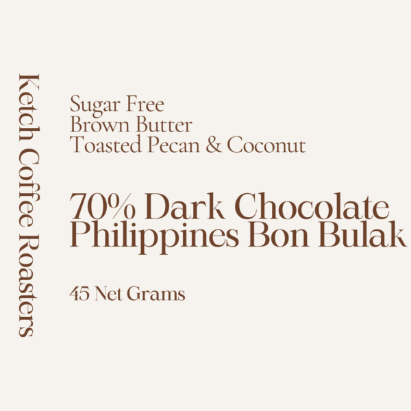 Product image for our sugar free 70% Philippines bon bulak bar with brown butter, toasted coconut and pecans.